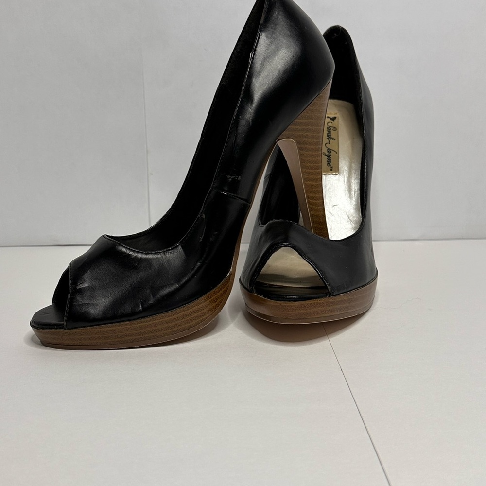 Sarah Jayne peep toe platform heels